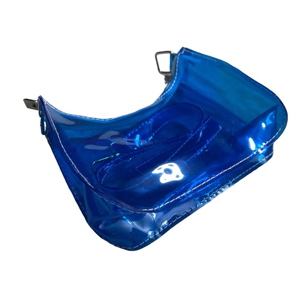 Trendy Clear Jelly Handbag Neon Blue Shoulder Bag - Picture 11 of 11